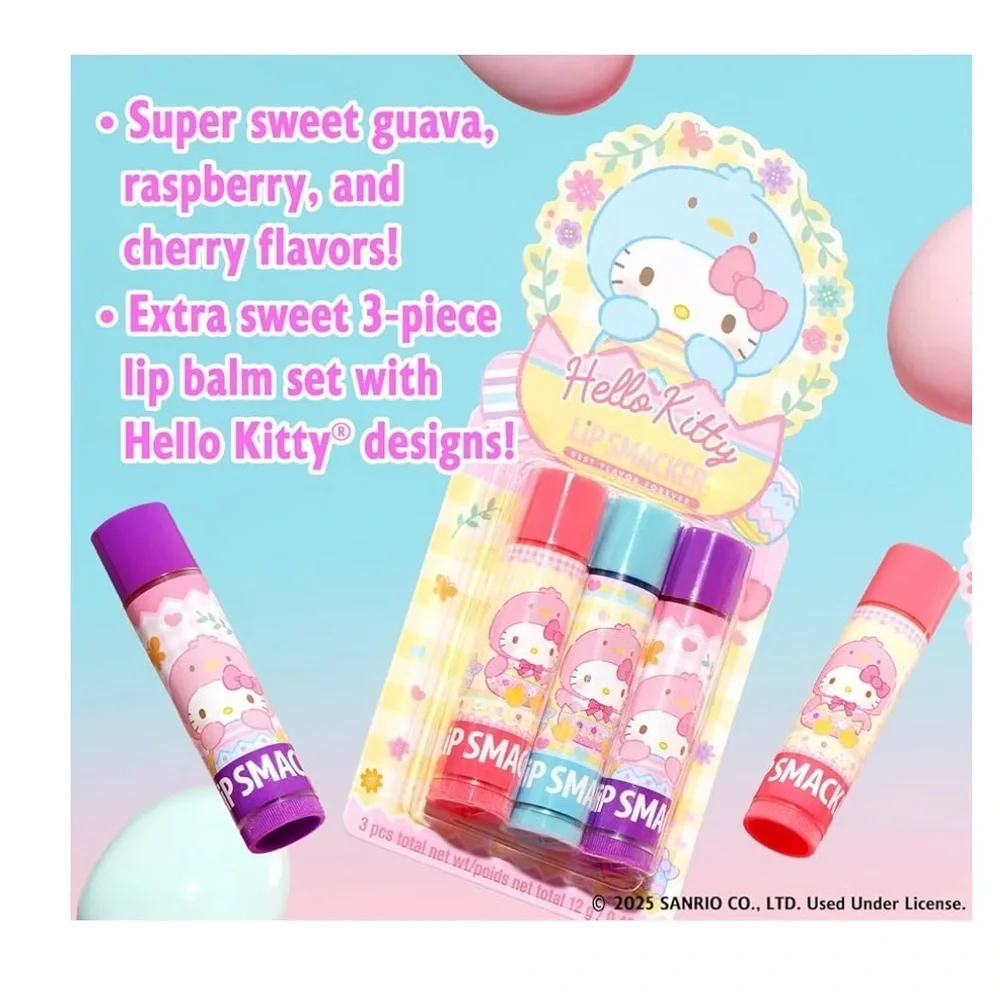 Lip Smacker Hello Kitty Lip Balm Trio – Guava, Raspberry & Cherry